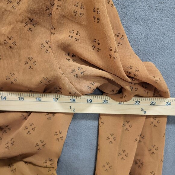 Free People Mini Dress Women's Size Medium Baby Dee Gold Chiffon Boho Hippie‎ - Picture 4 of 6